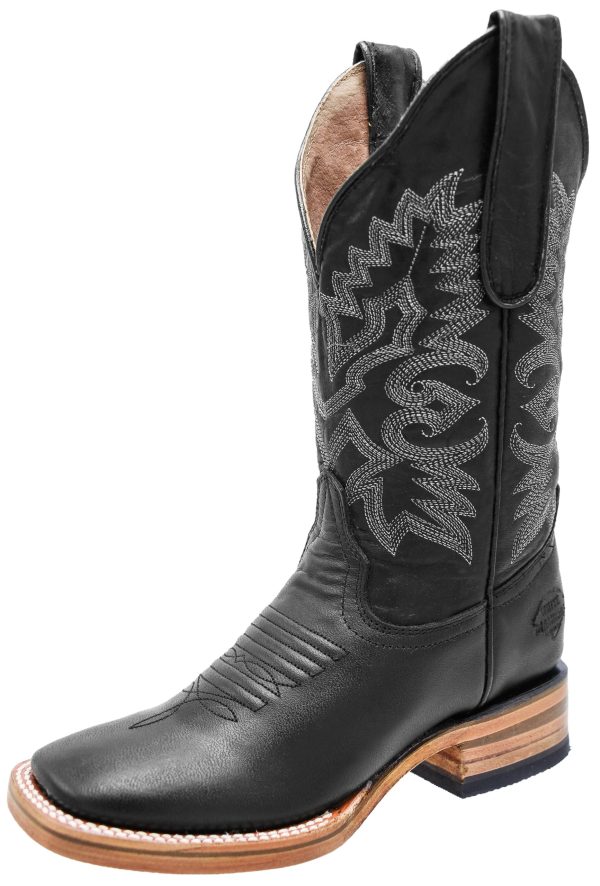 Rodeo cowgirl boots, piel napa color black